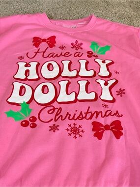 Pink 'Holly Dolly' Holiday Graphic Sweatshirt